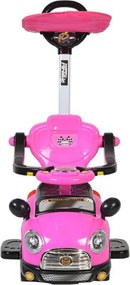 Masinuta copii si bebe NOVOKIDS™ Cartoon Car , cu melodii si sunete, maner de impins pentru parinti detasabil, copertina de protectie detasabila,