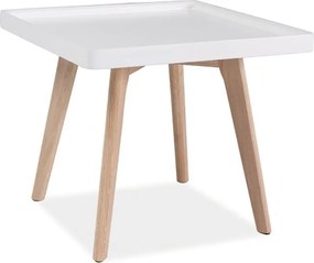 Masuta de cafea design scandinav dim.48x48cm, MILAN L4 alb/ stejar MILANL4BD SM