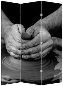 Paravan alb negru - Producția de ceramică (126x170 cm)