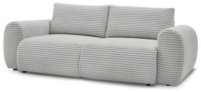 Canapea gri deschis extensibilă cu tapițerie din catifea reiată 257 cm Lucien – Bobochic Paris