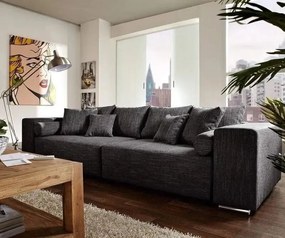 Canapea extensibilă dumonde cu ladă de depozitare si sezut confortabil din spuma high-density, Marbela Magma Black XXL 295x100 cm