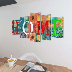 Set tablouri din panza cu imprimeu colorat Home 200 x 100 cm 200 x 100 cm, Casa colorata