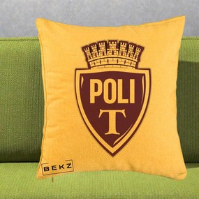 Perna Personalizata Poli Timisoara Fotbal, 40x40 cm, Galben, Husa Detasabila, Perna Inclusa, BEKZ®