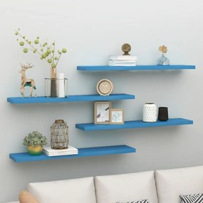 326629 vidaXL Rafturi perete suspendate 4 buc. albastru 120x23,5x3,8 cm MDF