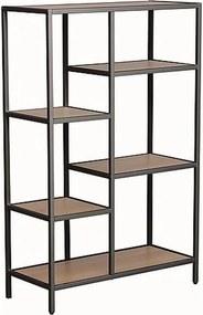 Etajera COSTA B, stejar/negru, PAL/metal, 70x30x109 cm