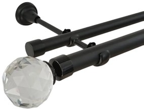 Galerie dubla fara inele kula cristal - 25/19 - negru (Alege marime: 360 cm)