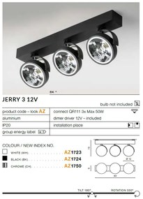 Spot aplicat directionabil JERRY 3 12V negru ZZ AZ1724