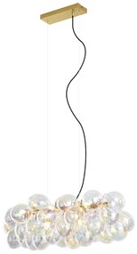 Lampă suspendată de design aurie cu sticlă curcubeu cu 8 lumini - Uvas