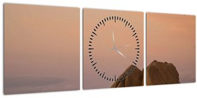 Tablou cuu apus de soare în stânci (cu ceas) (90x30 cm)