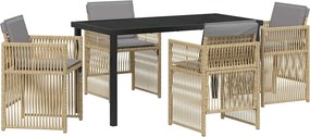 vidaXL Set de masă pentru grădină 5 pcs Bej Oțel vopsit electrostatic