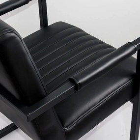 Scaun vizitator negru OFF 834 din piele ecologică cu mânere metalice și cadru vopsit
