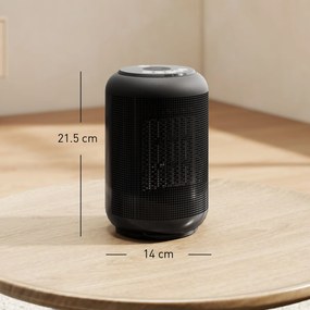 HOMCOM Încălzitor electric cu 3 moduri și temporizator 24h, 14x14x21.5 cm, Negru | Aosom Romania
