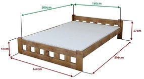 Pat inalt Naomi 160x200 cm, stejar Saltele: Fara saltea, Somiera pat: Cu lamele drepte