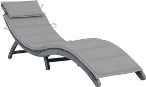 vidaXL Șezlong de grădină cu pernă gri, lemn masiv de acacia