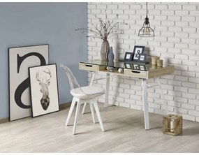 Birou B33 Blat Sticla ,Stejar Sonoma /Alb