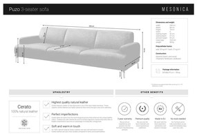 Canapea din piele MESONICA Puzo, maro