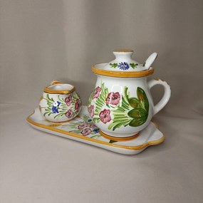 Set ceramică servit ceai/cafea model maci