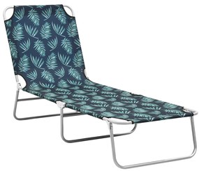 vidaXL Șezlong pliabil, oțel, model frunze, material textil