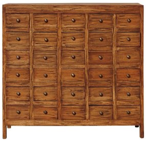 Comoda natur, din lemn de mahon, cu 30 de sertare, aspect vintage, Mercerie