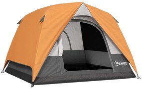 Outsunny Cort de Camping pentru 3 Persoane cu Buzunare Detașabile și Geantă de Transport, 200x200x135 cm, Portocaliu | Aosom Romania