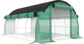 Outsunny Seră de Grădină Tip Tunel 4x3x2 m cu Plasă de Umbrire, Seră pentru Grădină cu 8 Ferestre, 2 Uși și Pereți Laterali Rulanți, Cadru din Oțel și Acoperire din PE, pentru Legume și Flori, Verde | Aosom Romania