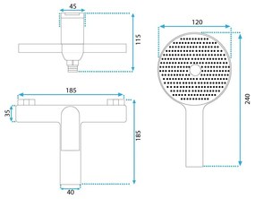 Rea Avalon baterie cada-dus perete cupru REA-B0492