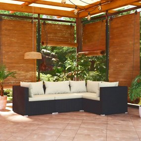 3101671 vidaXL Set mobilier de grădină cu perne, 4 piese, negru, poliratan