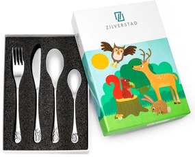 Tacâmuri argintii din oțel inoxidabil pentru copii 4 buc. Forest Animals – Zilverstad