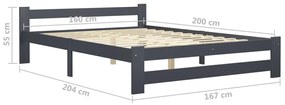 Cadru de pat cu 2 sertare, gri inchis, 160x200 cm, lemn de pin Morke gra, 160 x 200 cm, 2 Sertare