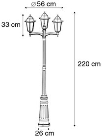 Lanternă de exterior neagră 220 cm cu 3 lumini IP44 - Havana