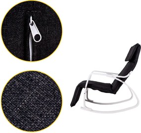 Scaun balansoar alb negru cu suport pentru picioare reglabil