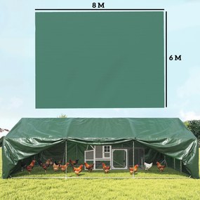 Outsunny Prelată Impermeabilă pentru Exterior 6x8 m Prelată PE 90 g/m² Protecție UV cu inele întărite pentru lemne Mobilier de grădină Verde | Aosom Romania
