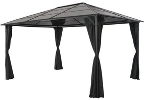 vidaXL Pavilion cu perdea, negru, 4 x 3 x 2,6 m, aluminiu