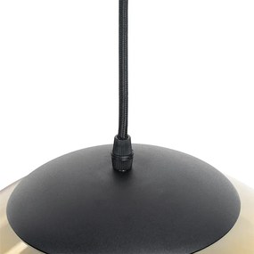 Lampă suspendată Art Deco neagră cu sticlă aurie 33 cm - Pallon