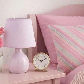 Lampa de masa ceramica si abajur roz Ingrid
