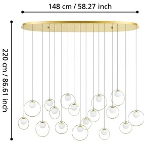 Lustră LED dimabilă pe cablu Eglo 390348 PORTOCOLOM 17xLED/3W/230V auriu