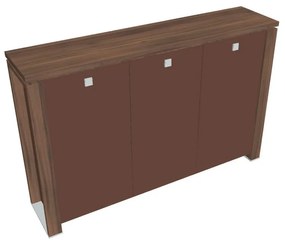 Dulap mediu Verno+ S 200 x 46 x 130 cm, uși de sticlă, nuc / maro
