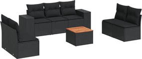 vidaXL Set mobilier de grădină cu perne, 8 piese, negru, poliratan