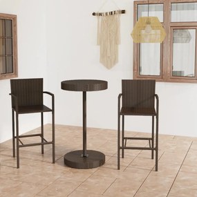 3064768 vidaXL Set mobilier de bar de grădină, 3 piese, maro, poliratan