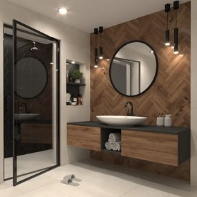 Oglindă Grace Round Mirror 80cm – Negru