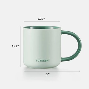 Ceasca ceramica pentru ceai si cafea Buydeem CD1018-MY, 350 ml, Fund plat, Scala de masurare interna, Ceramica pentru temperaturi inalte, Galben