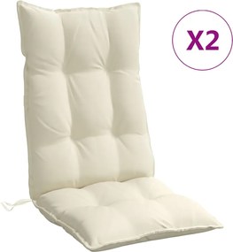 vidaXL Perne scaun cu spătar înalt 2 buc, crem, țesătură Oxford