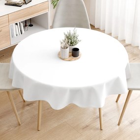 Goldea față de masă 100% bumbac solid - albă - rotundă Ø 210 cm