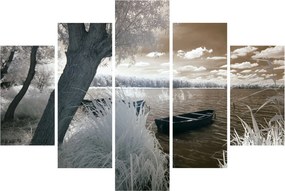 Tablou cu barca pe lac (150x105 cm)