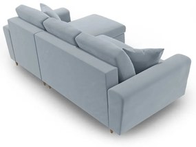 Colțar albastru deschis extensibil, cu spațiu de depozitare cu tapițerie din catifea Kyoto – Cosmopolitan Design