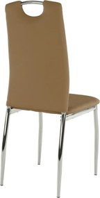 Scaun dining, piele ecologică bej/crom, ERVINA