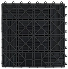 Placi de pardoseala, 11 buc, negru, 30x30 cm, WPC, 1 mp Negru, 11, Model 2