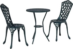vidaXL Set Bistro de Grădină 3 pcs Verde Aluminiu
