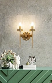 Aplica de perete, Metal, Sticla, Flame auriu