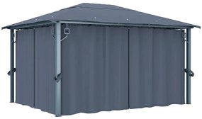 vidaXL Pavilion cu perdele, antracit, 400 x 300 cm, aluminiu
